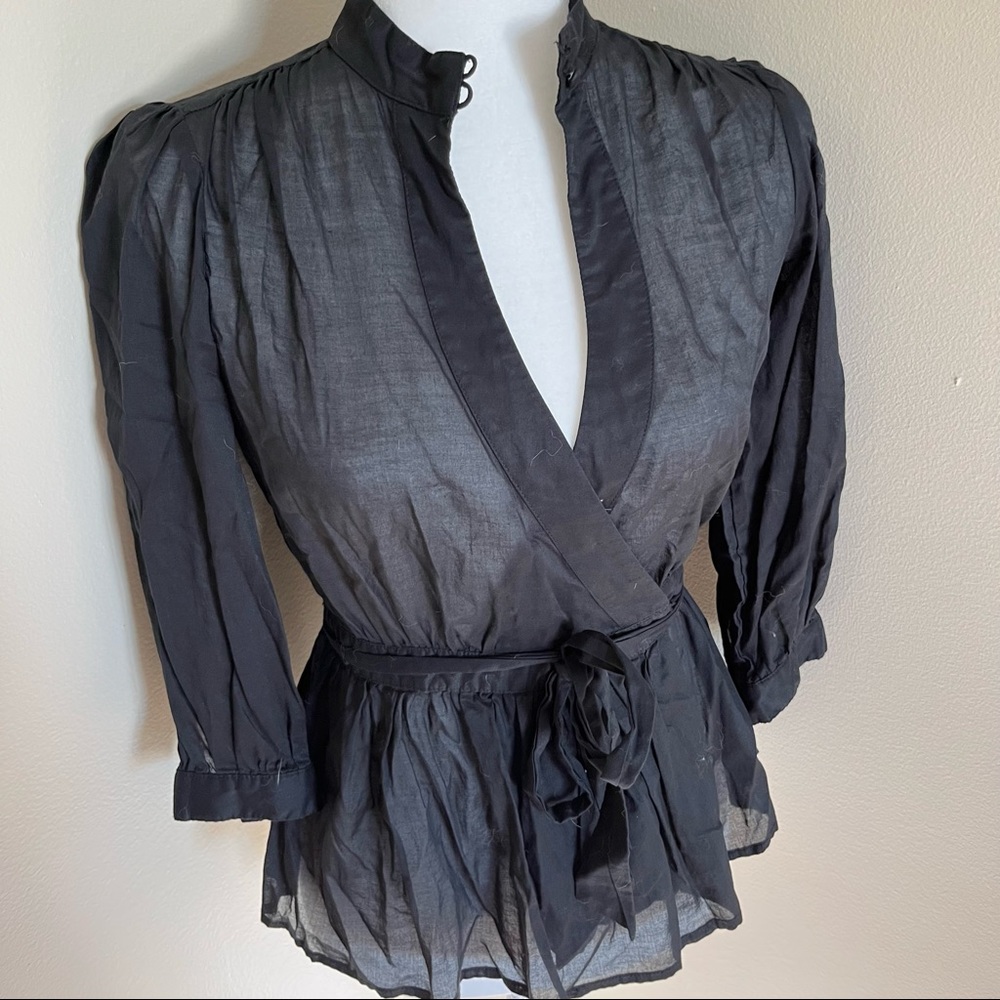 Sheer Wrap Peplum Top